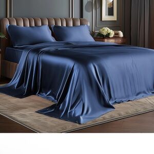 Luxurious Blue Satin Bedding Set